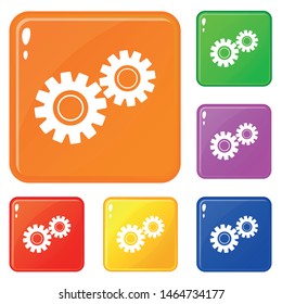 Two gears icons set collection vector 6 color isolated on white background