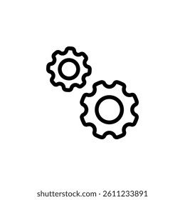 Two gears interlocked icon. representing collaboration, teamwork, process, engineering, and mechanical concepts. Perfect for infographics, web design