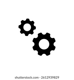 Two gears interlocked icon. representing collaboration, teamwork, process, engineering, and mechanical concepts. Perfect for infographics, web design
