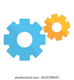 Two gears interlocking representing teamwork and illustrating a concept of partnership