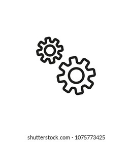 Two gears line icon. Cog, cogwheel, setting. Processing concept. Can be used for topics like digital technology, electronics, engineering