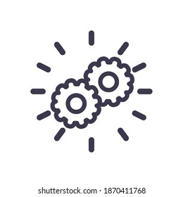 two gears line style icon design, construction work repair machine part technology industry and technical theme Vector illustration