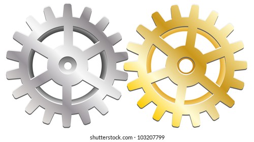 Two gears on  white background. Eps10 vector.