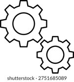 Two gears outline icon engineering and mechanics illustration