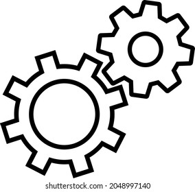 Two Gears outline icon. Settings vector concept line symbol