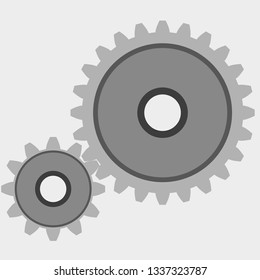 Two gears sign simple icon on gray background. Vector illustration EPS 10.