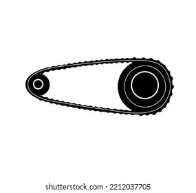 Two gears with timing belt illustration. Sprocket wheel with chain. Engine parts.