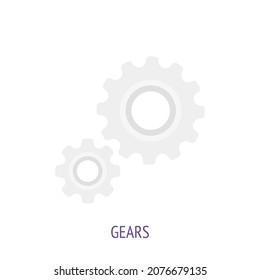 Two gears vector flat icon. Symbols of scientific research and education. Pictogram for user interface. Isolated white background