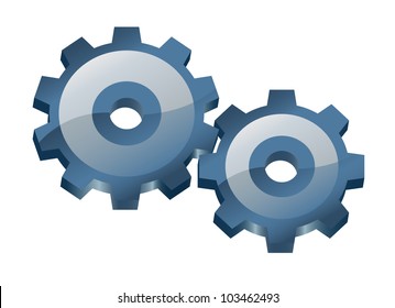 Two gears. Vector illustration.
