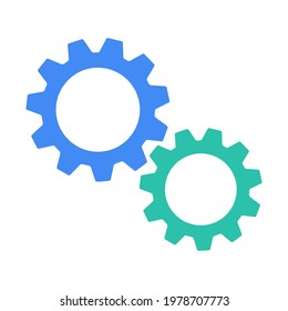 Two gears wheel with flat design style. Vector illustration