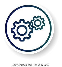 two gearwheel symbol or icon line art