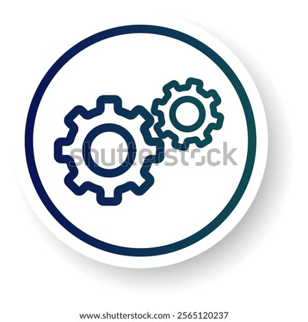 two gearwheel symbol or icon line art