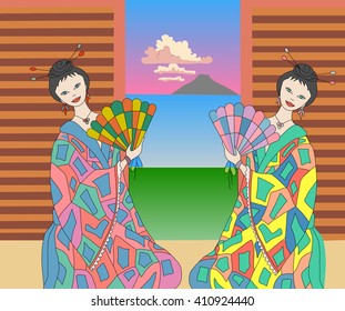 two geisha at the ceremony