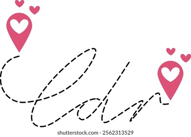 Two geolocation signs connected with LDR letter. Connecting lovers. long distance relationship