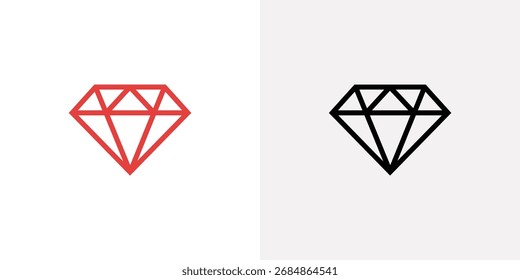 Two geometric diamond shapes, one in red and one in black outline, are presented side by side against a split white and gray background.