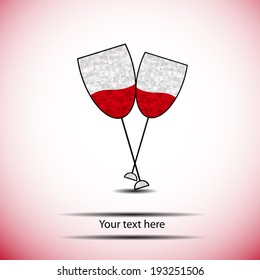 two geometry wineglass with red wine