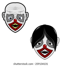 two ghostly face with hair and bald for your use