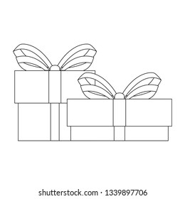two gift boxes with bow on white background