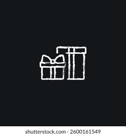 Two gift boxes chalk icon. Vector isolated black illustration.