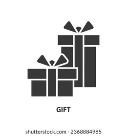 Two gift boxes glyph icon. Vector illustration.