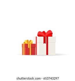 two gift boxes. Vector illustration isolated on white background