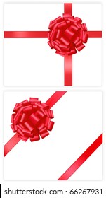 Two gift red bows with a ribbons. Vector.