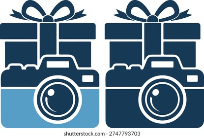 Two gift wrapped cameras on for photography enthusiasts