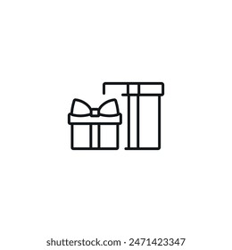 Icono lineal de dos regalos. Ilustración personalizable de línea. Símbolo de contorno. Vector de dibujo de contorno aislado. Trazo editable