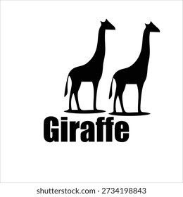 Two Giraffe Silhouette Logo Design on White Background