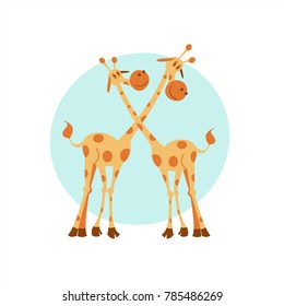 Two Giraffe Vector Illustration Cute Cartoon Stock Vector (Royalty Free ...