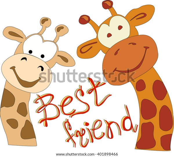 Two Giraffes Best Friends Vector Hand Stock Vector (Royalty Free) 401898466