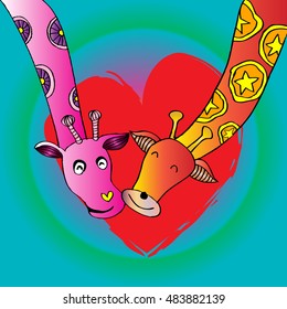 Two giraffes cartoon.