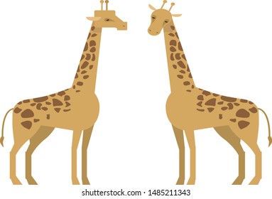 Two giraffe's cute isolated vector illustration 