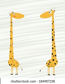 Two giraffes falling in love cartoon