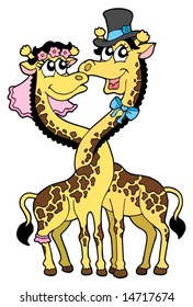 Two giraffes - like bride and groom. Vector illustration.