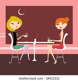dos chicas en el café