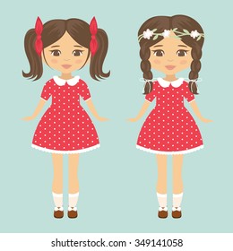 Cute Girls Vector Design Set Stock Vector (Royalty Free) 646521112 ...