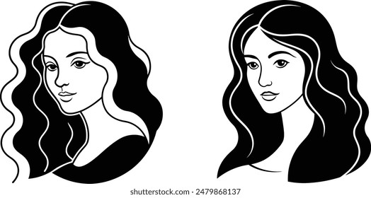 Two girl vector illustration icons