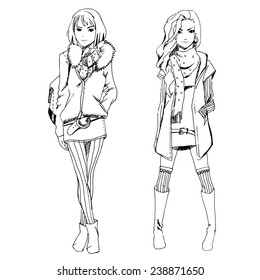 Dos chicas con ropa de invierno