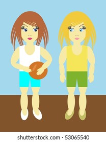 two girls with ball