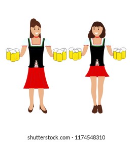 Two girls with beer at the Oktoberfest 