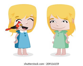 Two girls & bird