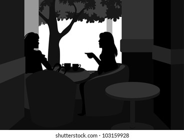 Two girls in a cafe