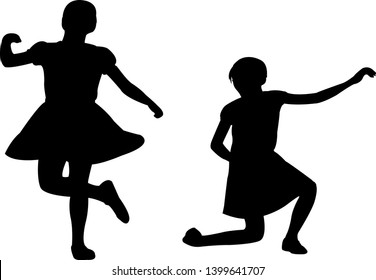 Two Girls Dancing Body Silhouette Vector Stock Vector (Royalty Free ...