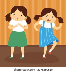 two girls in different moods