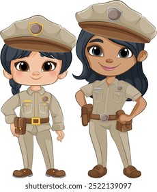 Two girls dressed as police officers