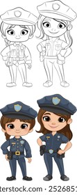 Two girls dressed as police officers