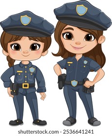 Two girls dressed as police officers