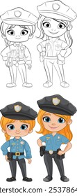 Two girls dressed as police officers