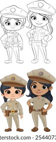 Two girls dressed as police officers